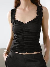 Creased-effect cotton top