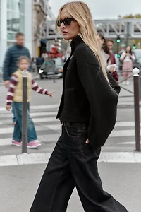 VESTE BOMBER CROISÉE EN MAILLE