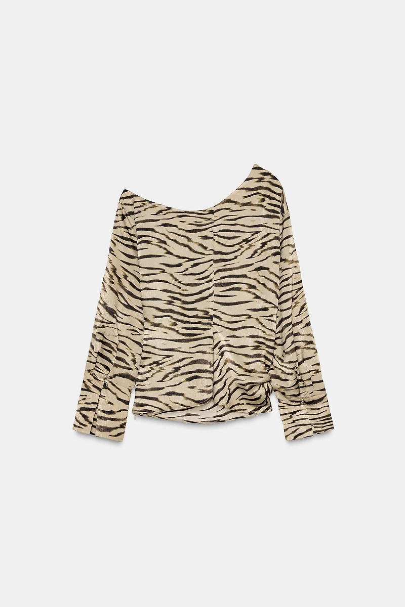 ANIMAL PRINT ASYMMETRIC TOP