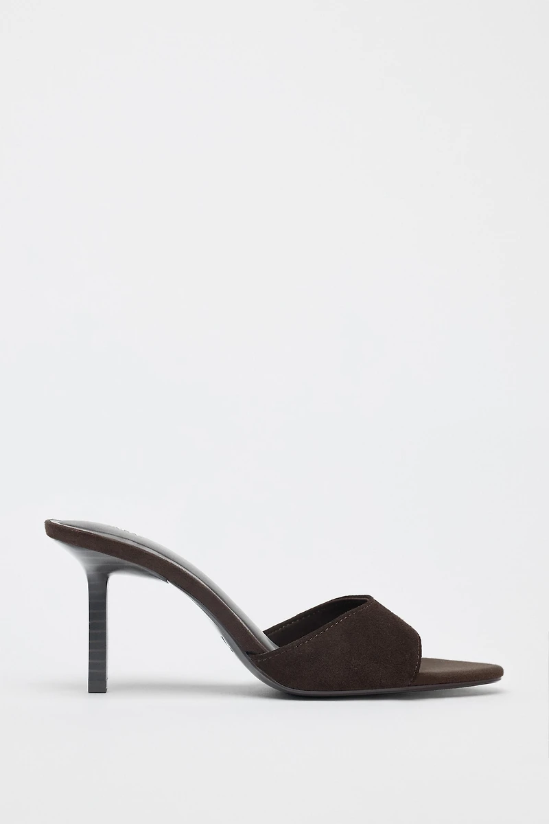 SPLIT LEATHER HEELED SANDALS