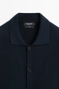 Cardigan en maille 100 % coton à col polo