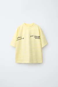 STRIPED TEXT PRINT T-SHIRT