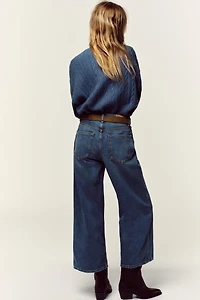 Z.08 WIDE LEG CROPPED HIGH WAIST BELTED JEANS