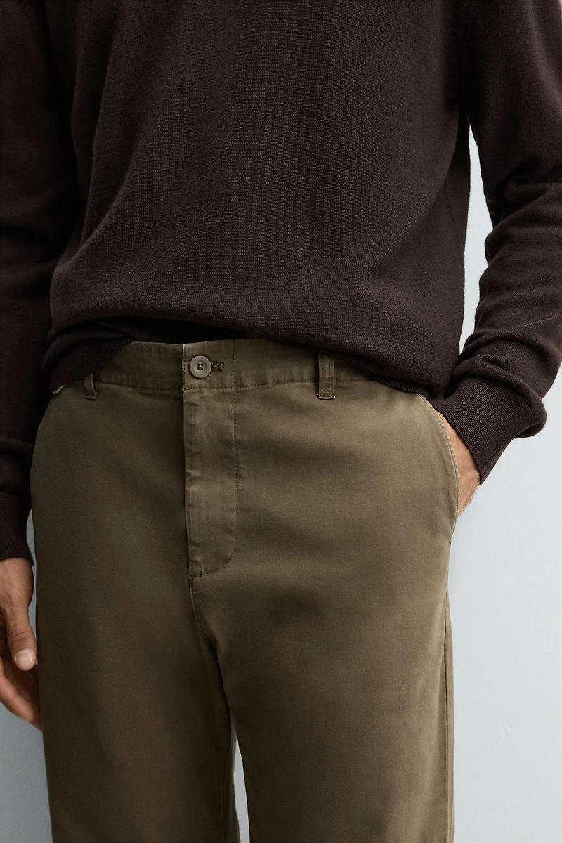 STRAIGHT FIT TWILL PANTS