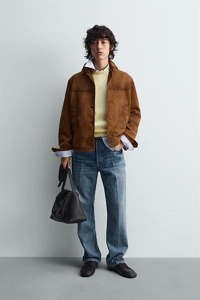 RELAXED FIT SUEDE LEATHER JACKET