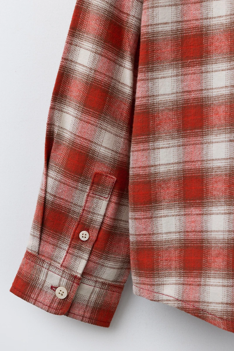 PLAID SHIRT WITH EMBROIDERED TEXT