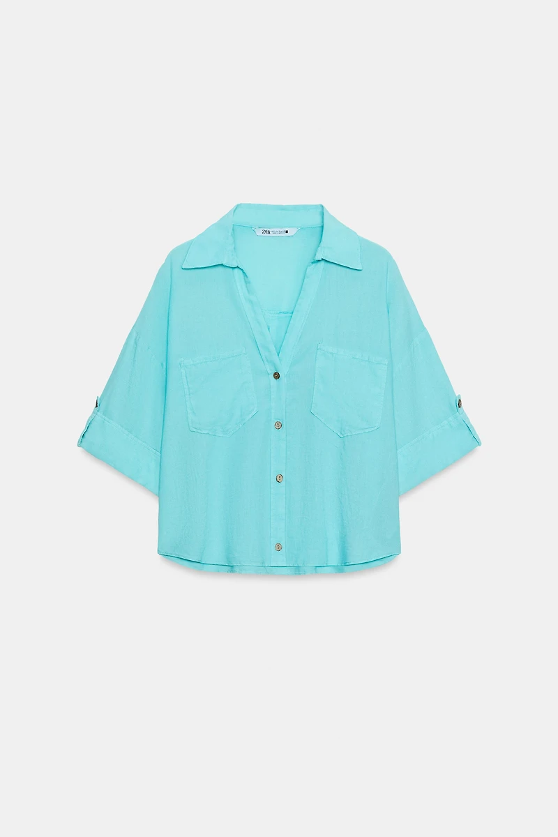 CHEMISE COURTE AVEC LIN