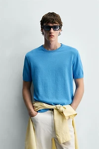 KNIT COTTON BLEND T-SHIRT