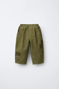 TWILL BALLOON PANTS WITH PATCHES