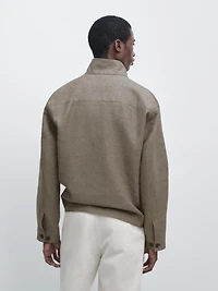 Linen blend bomber jacket with collar detail