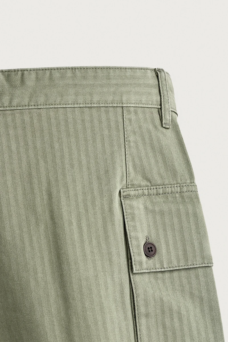 HERRINGBONE CARGO TROUSERS