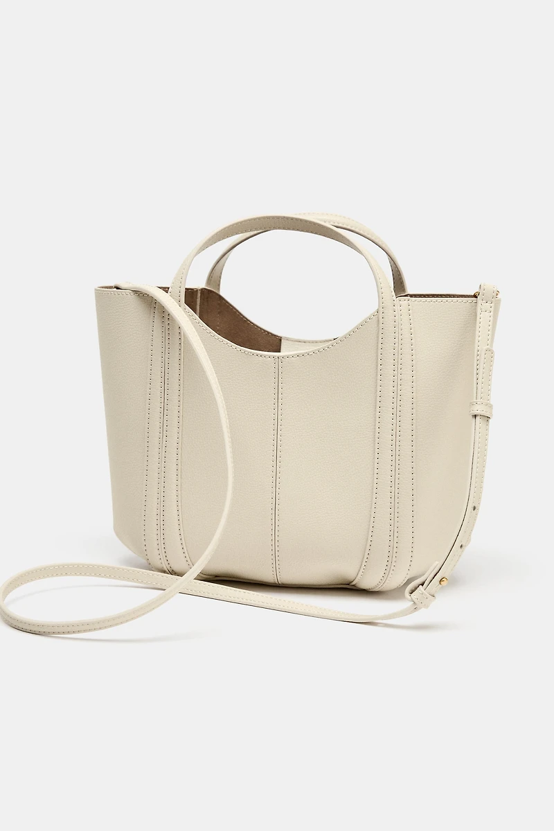 TOPSTITCHED MINI CITY BAG