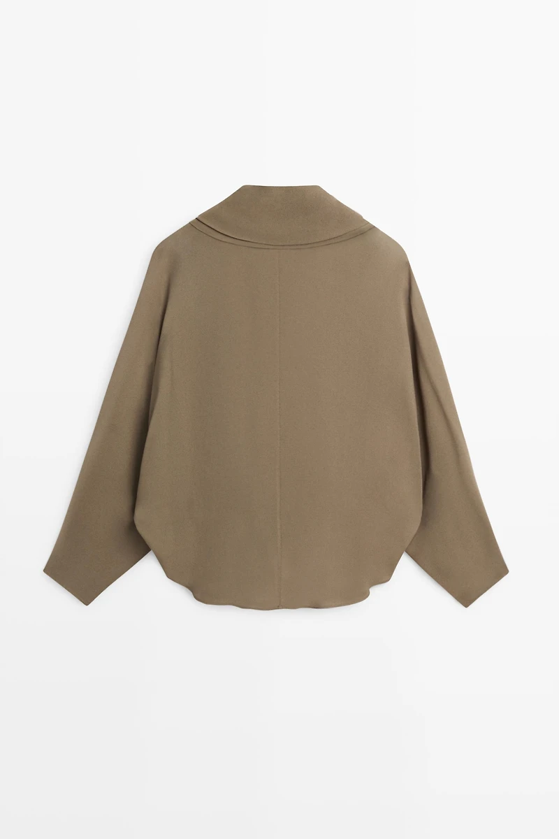 Flowy surplice draped neckline shirt