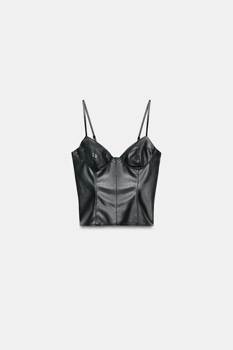 FAUX LEATHER CORSET TOP