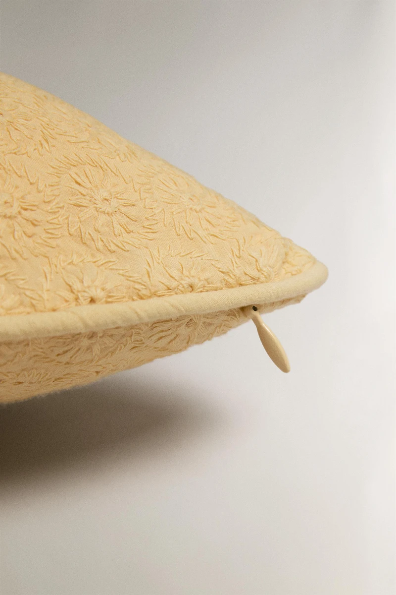 FLORAL EMBROIDERED THROW PILLOW COVER