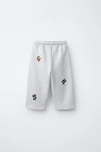 EMBROIDERED ANIMAL PLUSH JOGGERS