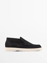 Split suede leather boot-style loafer