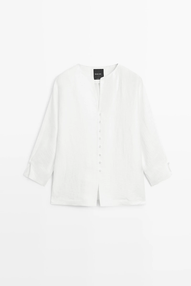 Linen blend overshirt with buttons
