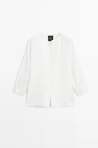 Linen blend overshirt with buttons