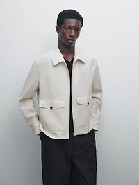 Blouson poches laine et coton