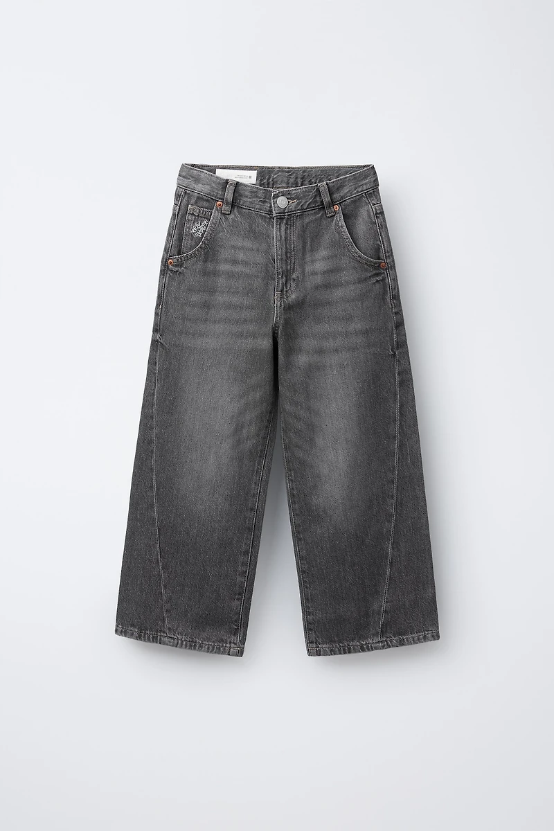 SEAMED WIDE LEG JEANS