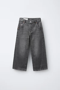 SEAMED WIDE LEG JEANS