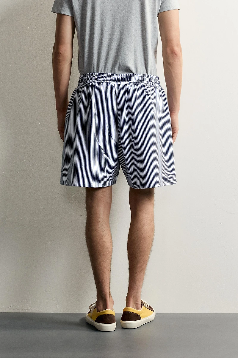 RELAXED FIT STRIPED PATCH BERMUDA SHORTS
