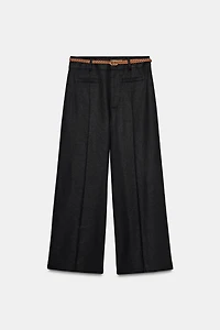 LINEN CULOTTES WITH WOVEN BELT
