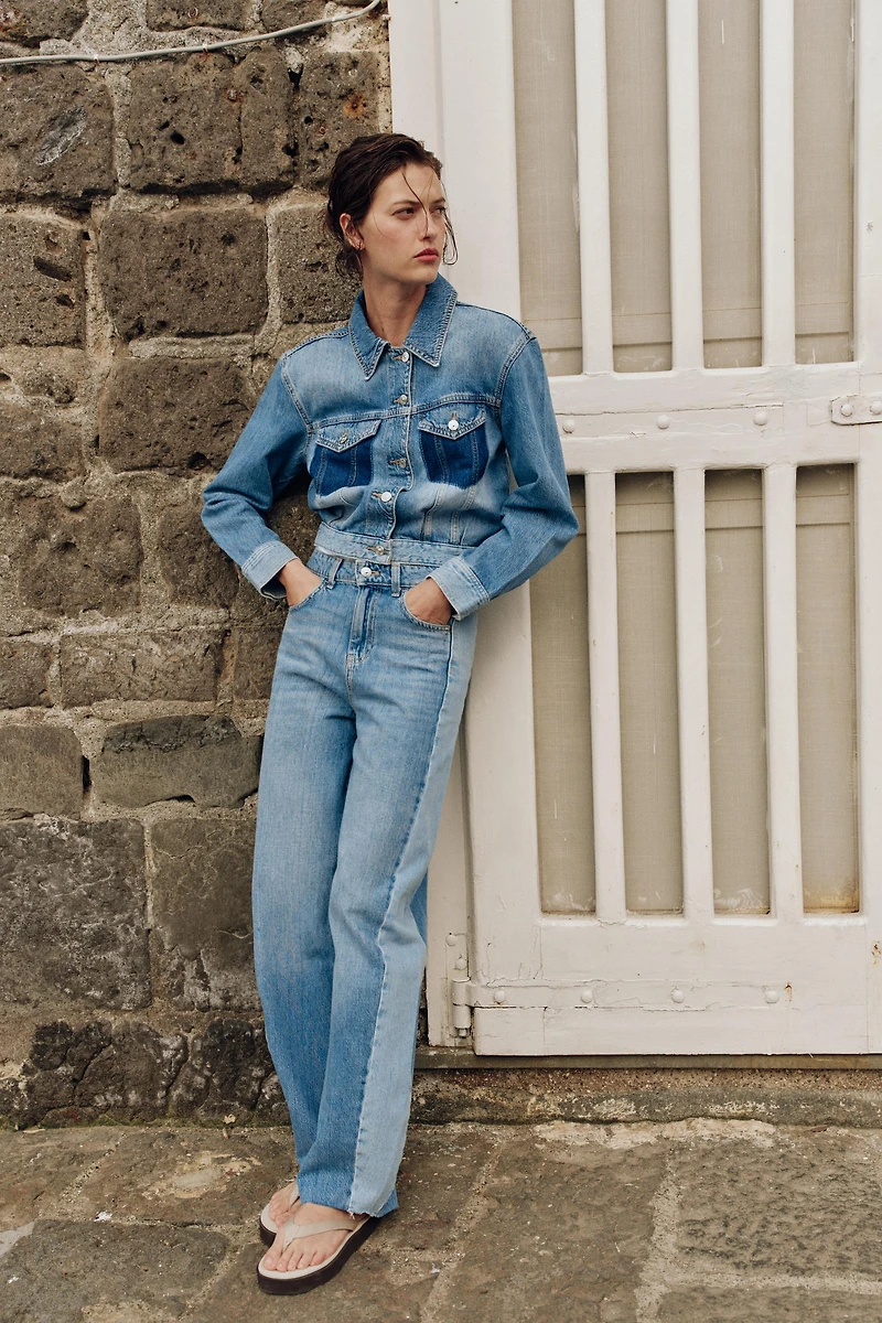 Z1975 CONTRASTING SHORT DENIM JACKET