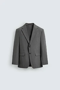 WOOL BLEND PINSTRIPE SUIT BLAZER