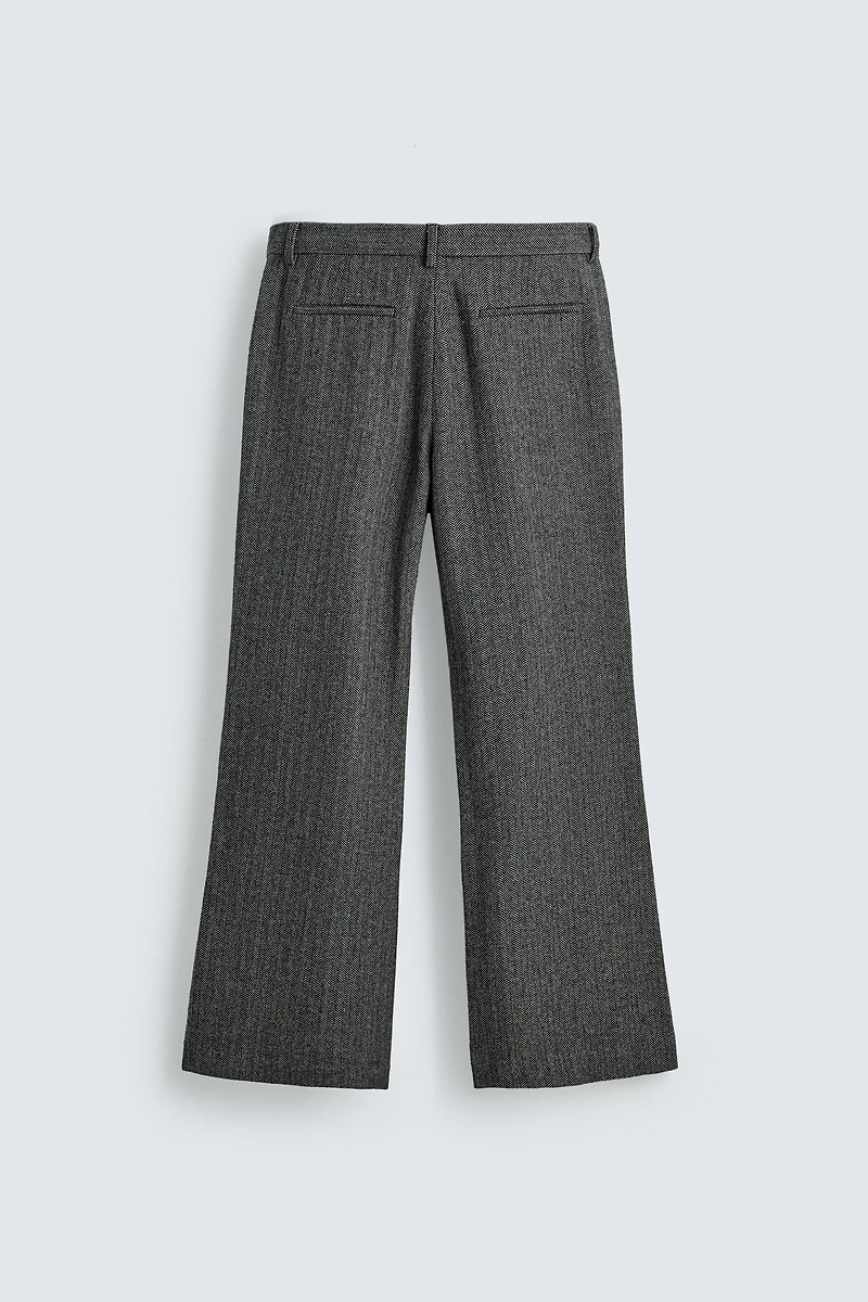 HERRINGBONE WOOL BLEND SUIT PANTS