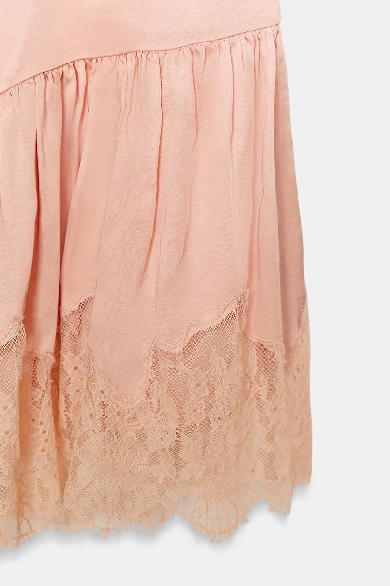 SATIN LACE SLIP DRESS