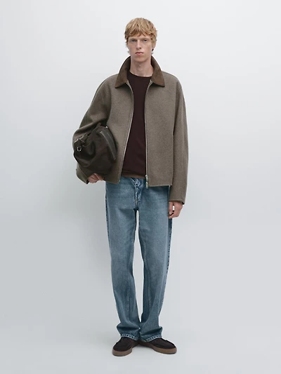 Jacket with double wool collar detail