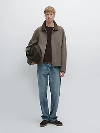 Jacket with double wool collar detail