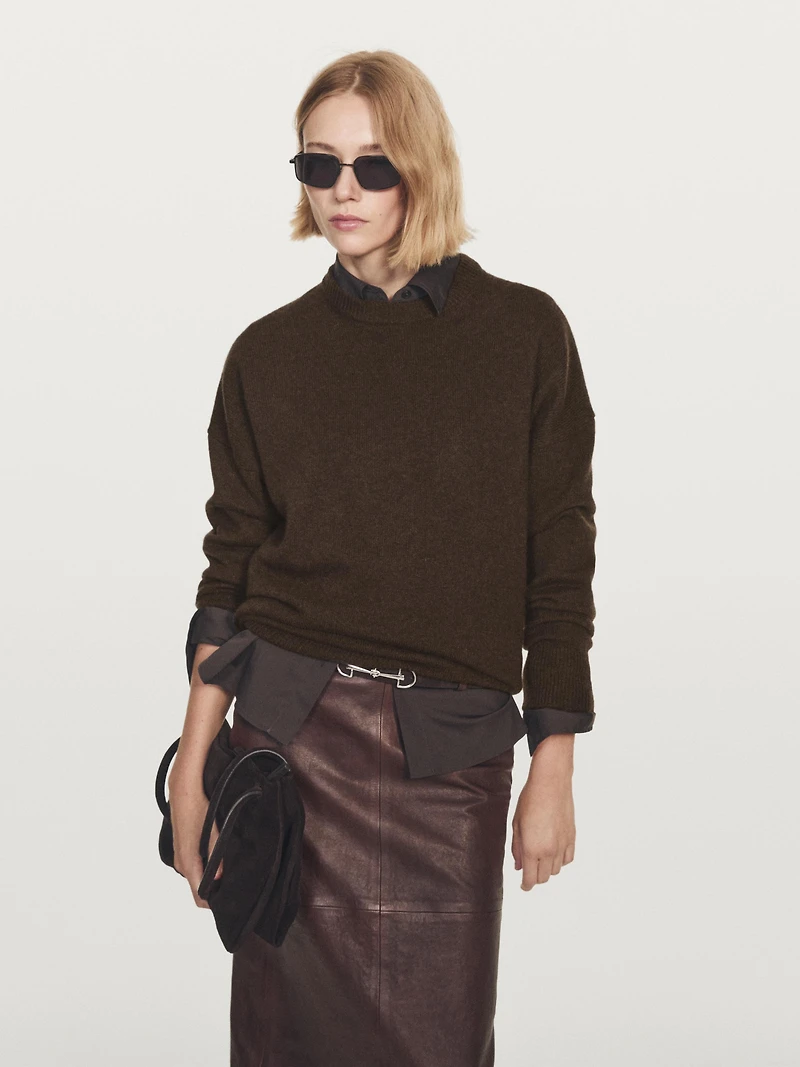 100% cashmere oversize sweater with elbow patches