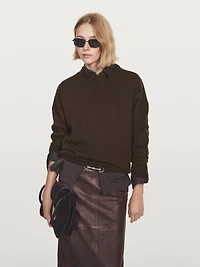 100% cashmere oversize sweater with elbow patches