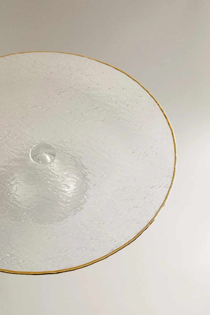 RAISED GLASS SERVING DISH WITH GOLD RIM
