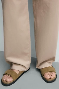 SANDALES EN CUIR DOUBLE BRIDE