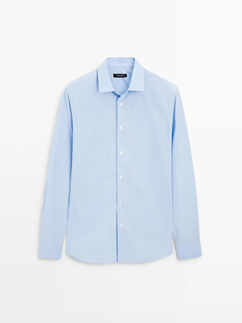 Regular fit striped poplin shirt