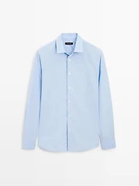 Regular fit striped poplin shirt