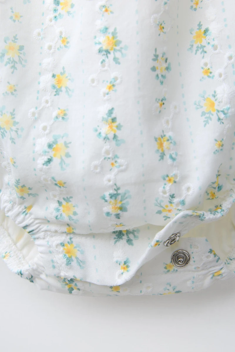 EYELET FLORAL EMBROIDERED ROMPER