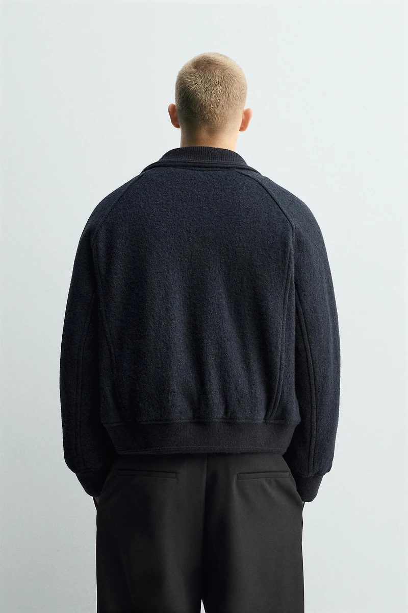 CONTRASTING RIB COLLAR JACKET