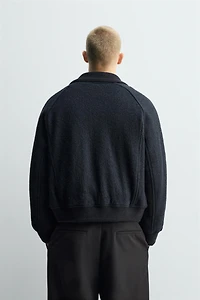 CONTRASTING RIB COLLAR JACKET