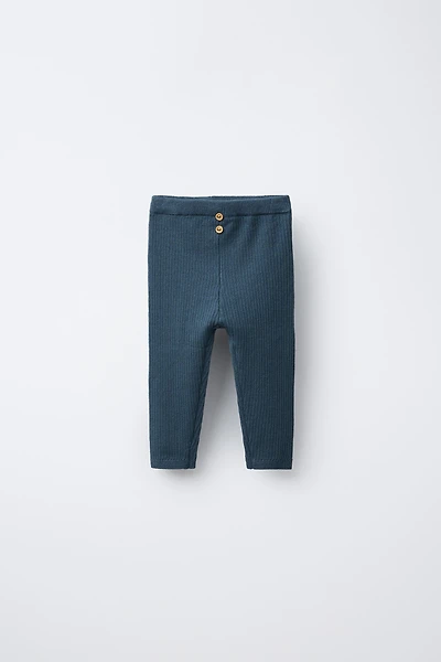 RIBBED BUTTON LEGGINGS