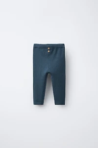 RIBBED BUTTON LEGGINGS