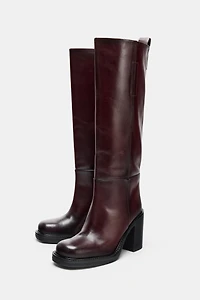 WIDE HEEL LEATHER ANKLE BOOTS