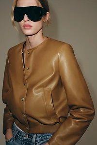 ZW COLLECTION 100% LEATHER BOMBER JACKET