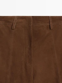 Long suede leather Bermuda shorts
