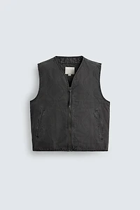 WASHED TOPSTITCHED VEST