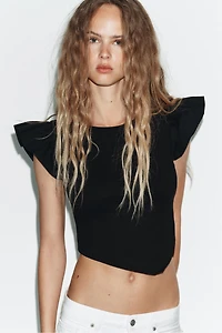 SHORT SLEEVE RUFFLE T-SHIRT